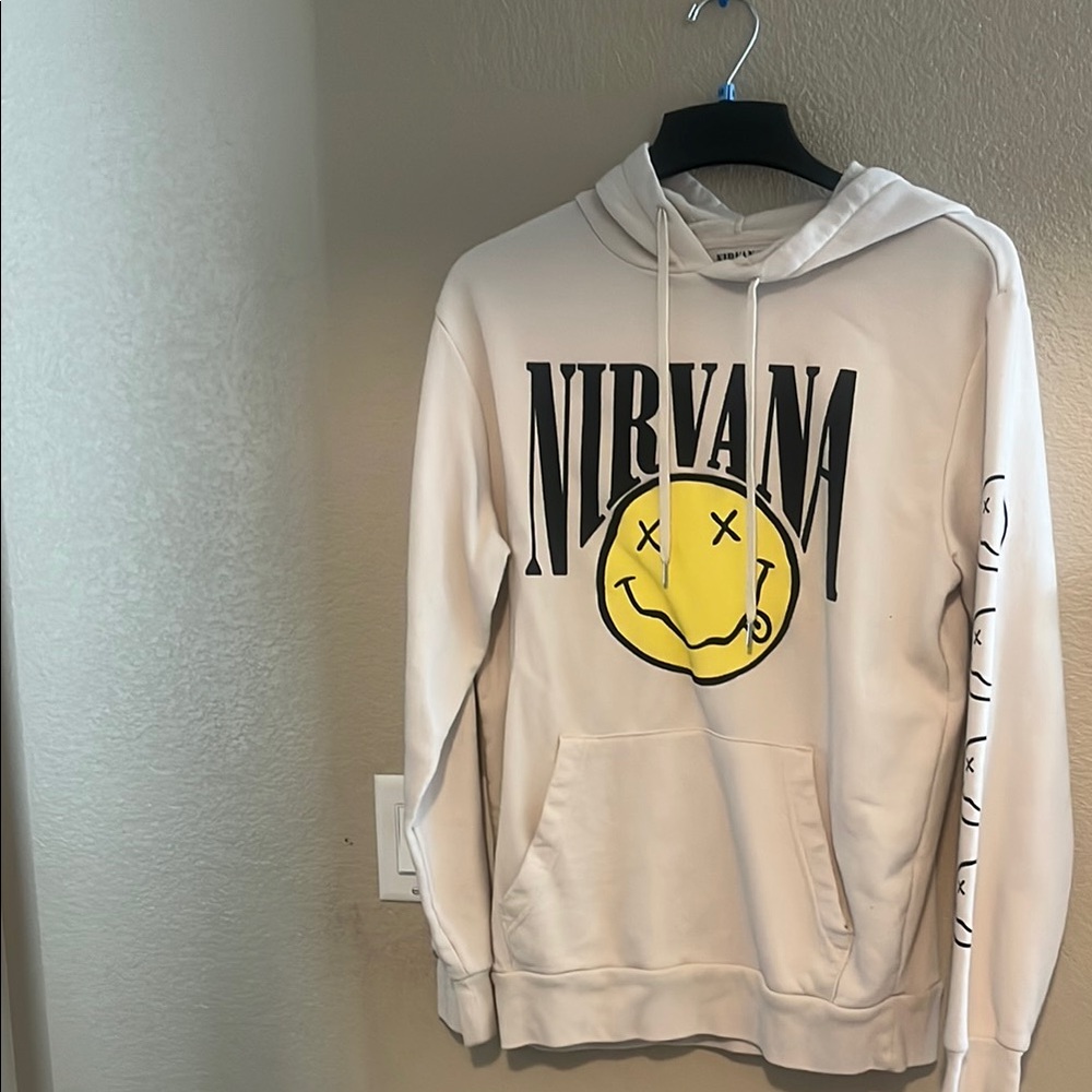 Nirvana White Hoodie Sweater